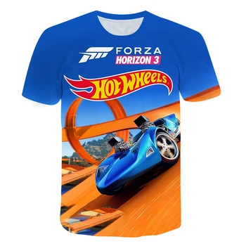 Детская одежда, топ Hot Wheels, летняя детская футболка 2022 года с 3D-принтом, топы с короткими рукавами для мальчиков и девочек, уличная одежда, модные рубашки
