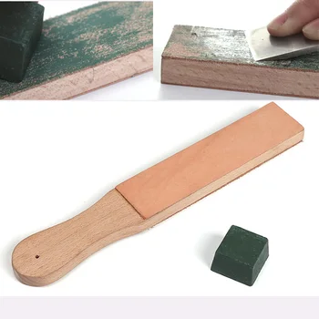 Точилка для ножей из кожи WUTA, инструмент для заточки ремней, доска для полировки бритвы из черного дерева, Тонкая шлифовка с полировочным составом, 8 цветов