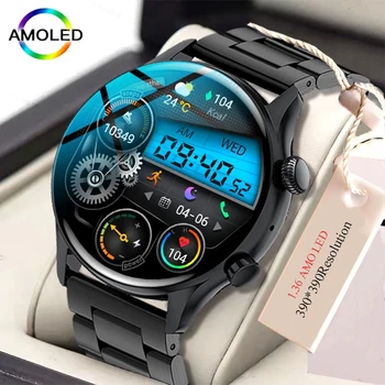 2023 NFC Смарт-Модные Часы Мужские AMOLED 390 *390 HD Экран Всегда показывает время Bluetooth Вызова IP68 Водонепроницаемые Смарт-Часы для Xia