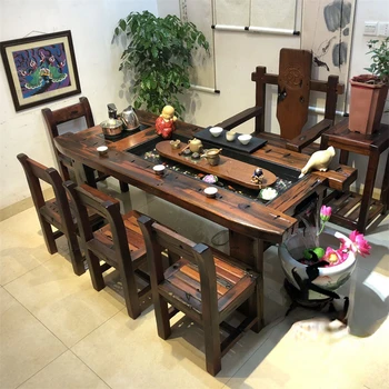 Набор столовых стульев из старого корабельного дерева с проточной водой, Маленький Журнальный столик, Простой современный письменный стол